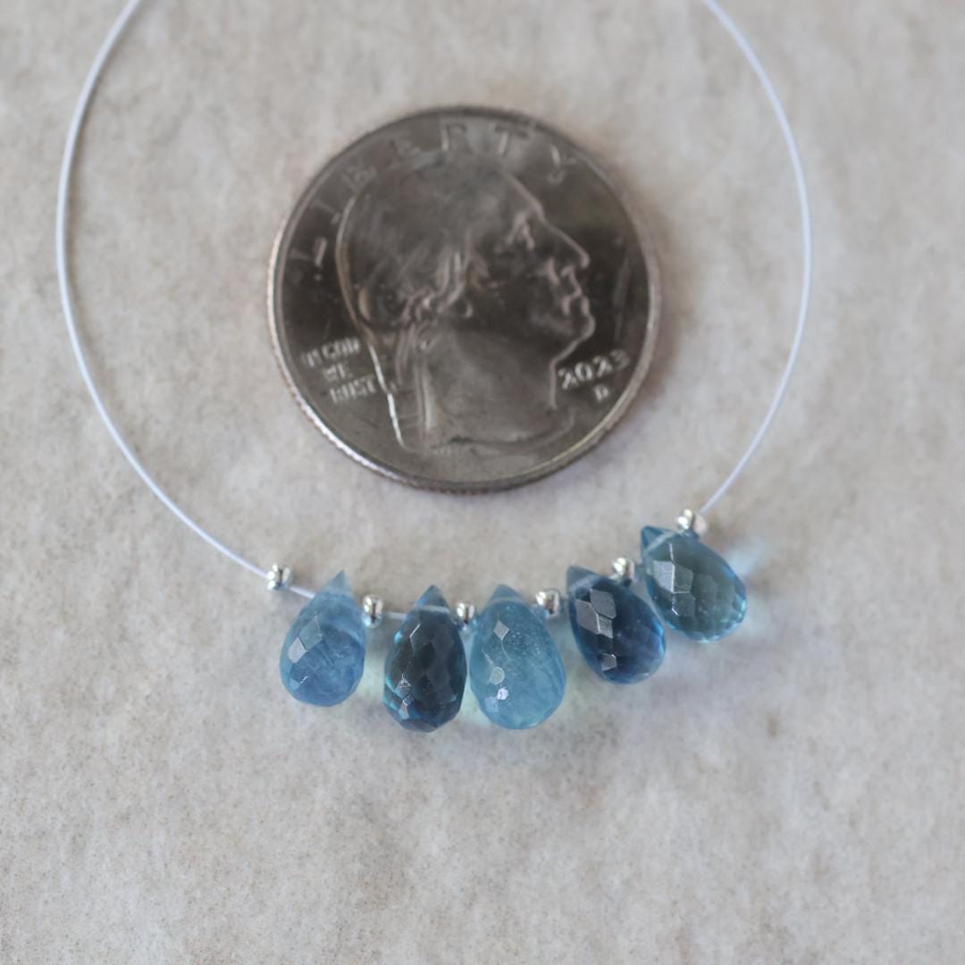AAA Santa Maria Aquamarine Briolette Beads Faceted Teardrops Drops 7-9mm Natural Gemstone For DIY Jewelry Making Supplies