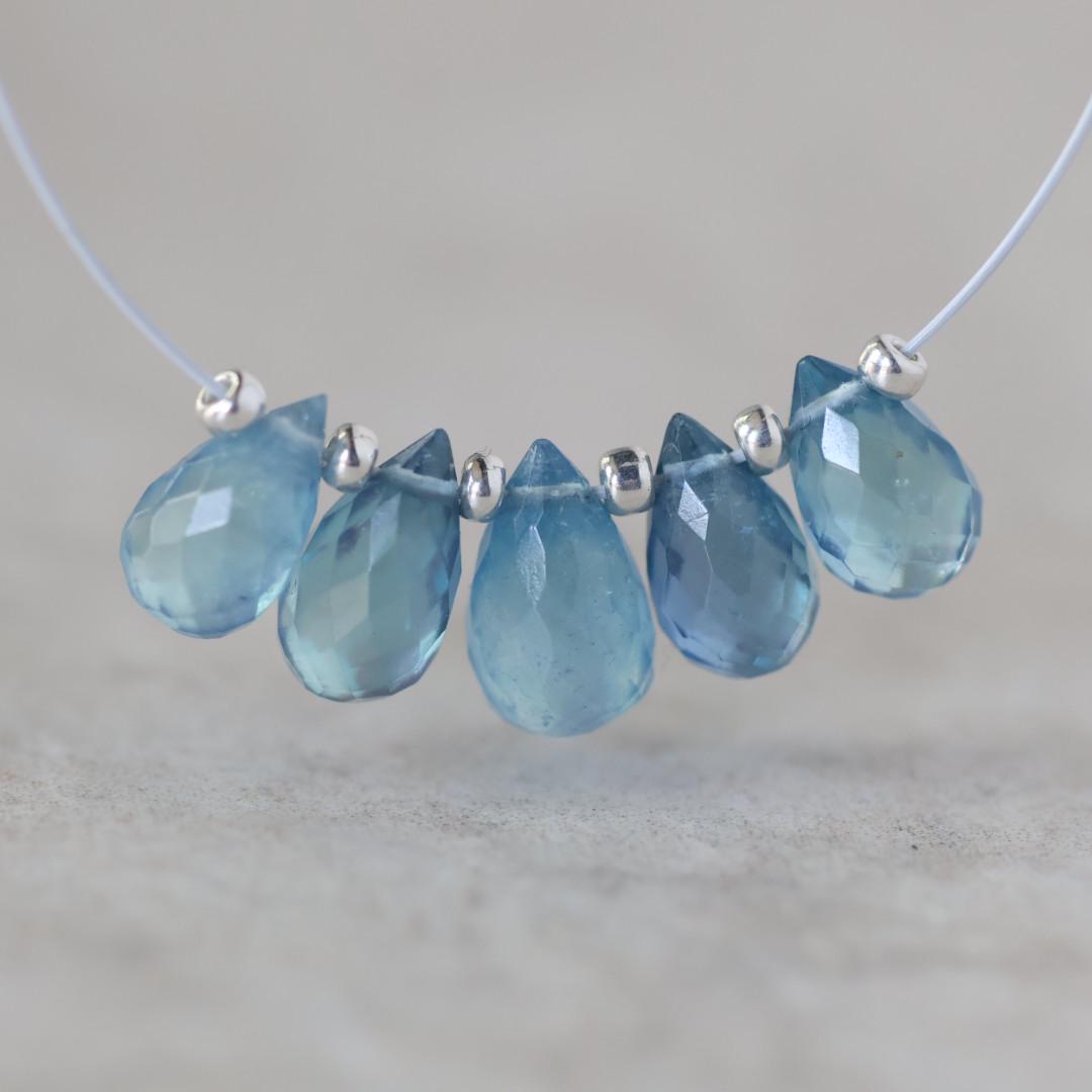 AAA Santa Maria Aquamarine Briolette Beads Faceted Teardrops Drops 7-9mm Natural Gemstone For DIY Jewelry Making Supplies
