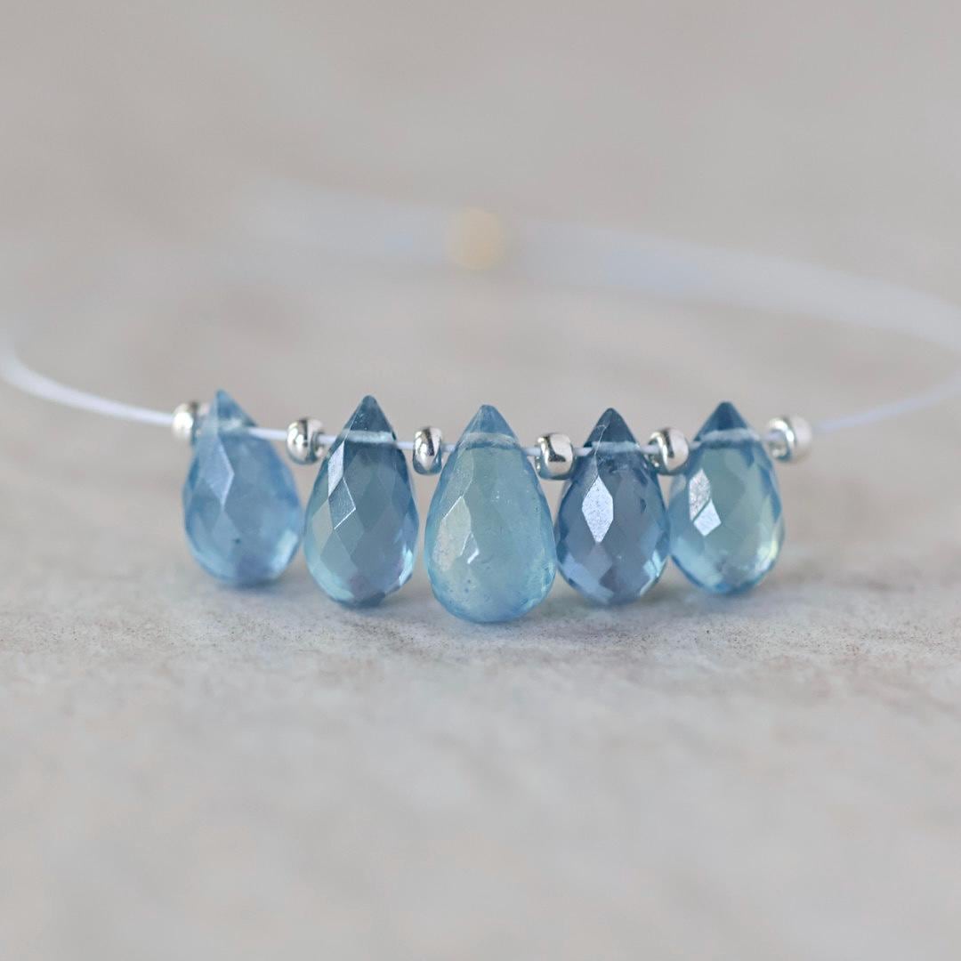 AAA Santa Maria Aquamarine Briolette Beads Faceted Teardrops Drops 7-9mm Natural Gemstone For DIY Jewelry Making Supplies
