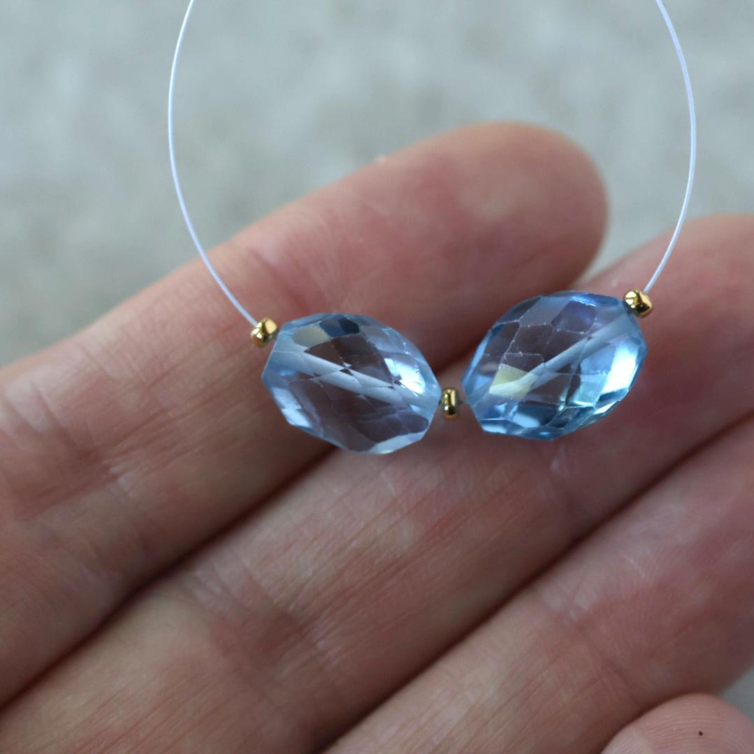 AAA Santa Maria Aquamarine Oval Faceted Beads 12mm Nugget Stone Chunk Gemstone For DIY Jewelry Making Supplies