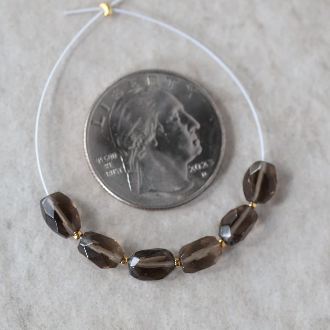 AAA Smoky Quartz Oval Beads Faceted Nuggets 6 PCs 5-8mm Transparent Brown Gemstone Beads Beading Crafter Gift