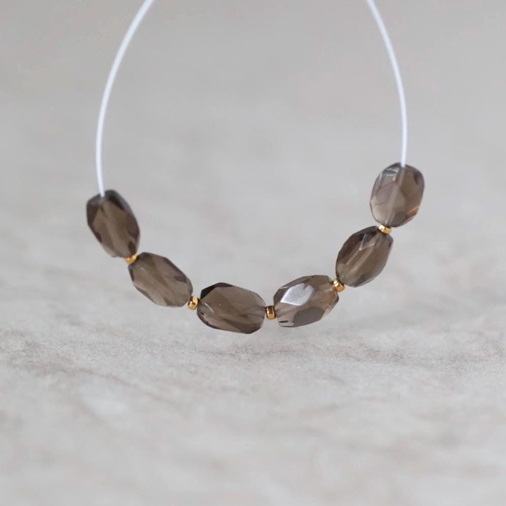 AAA Smoky Quartz Oval Beads Faceted Nuggets 6 PCs 5-8mm Transparent Brown Gemstone Beads Beading Crafter Gift