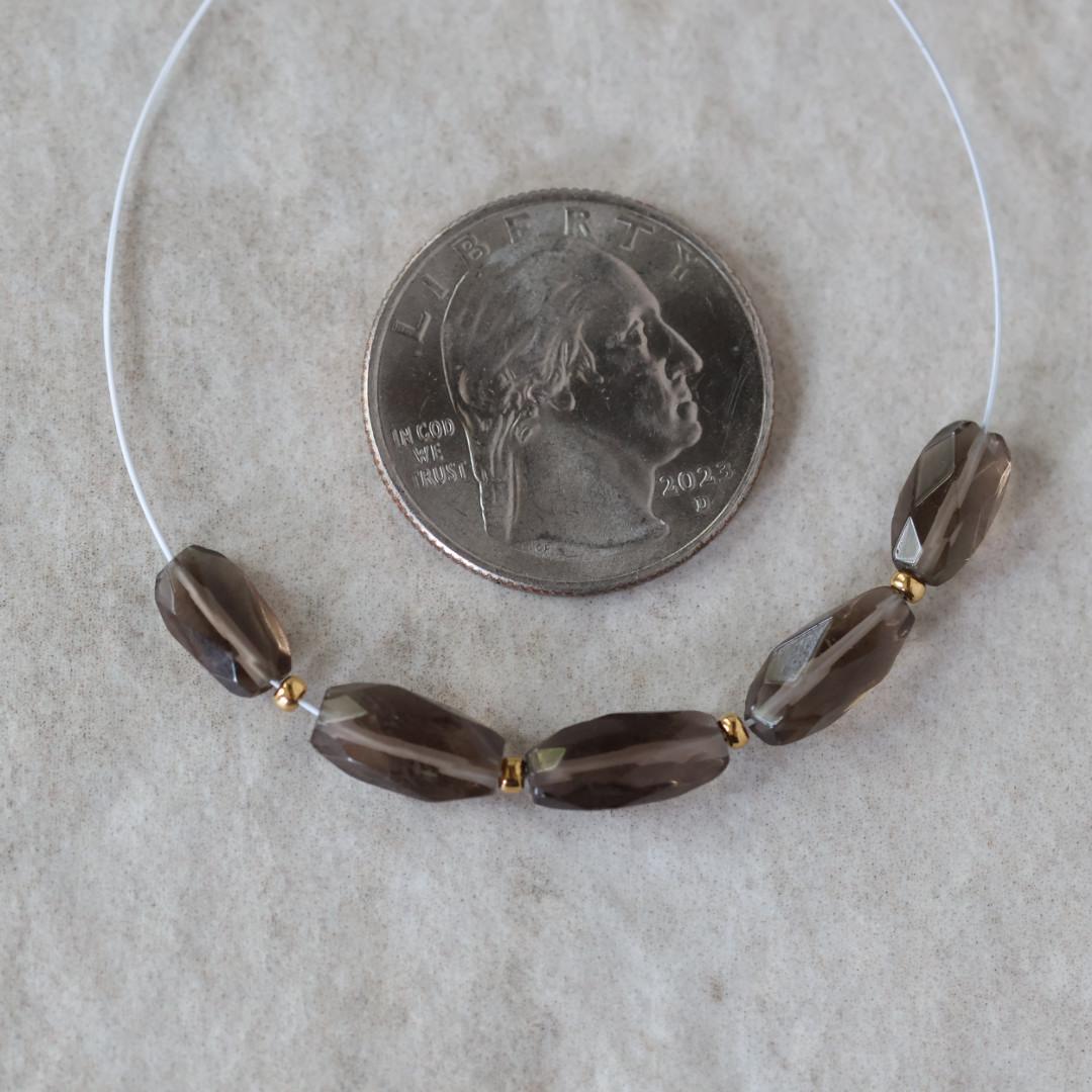 AAA Smoky Quartz Oval Beads Faceted Nuggets 6 PCs 5x7mm Transparent Brown Gemstone Beads Beading Crafter Gift