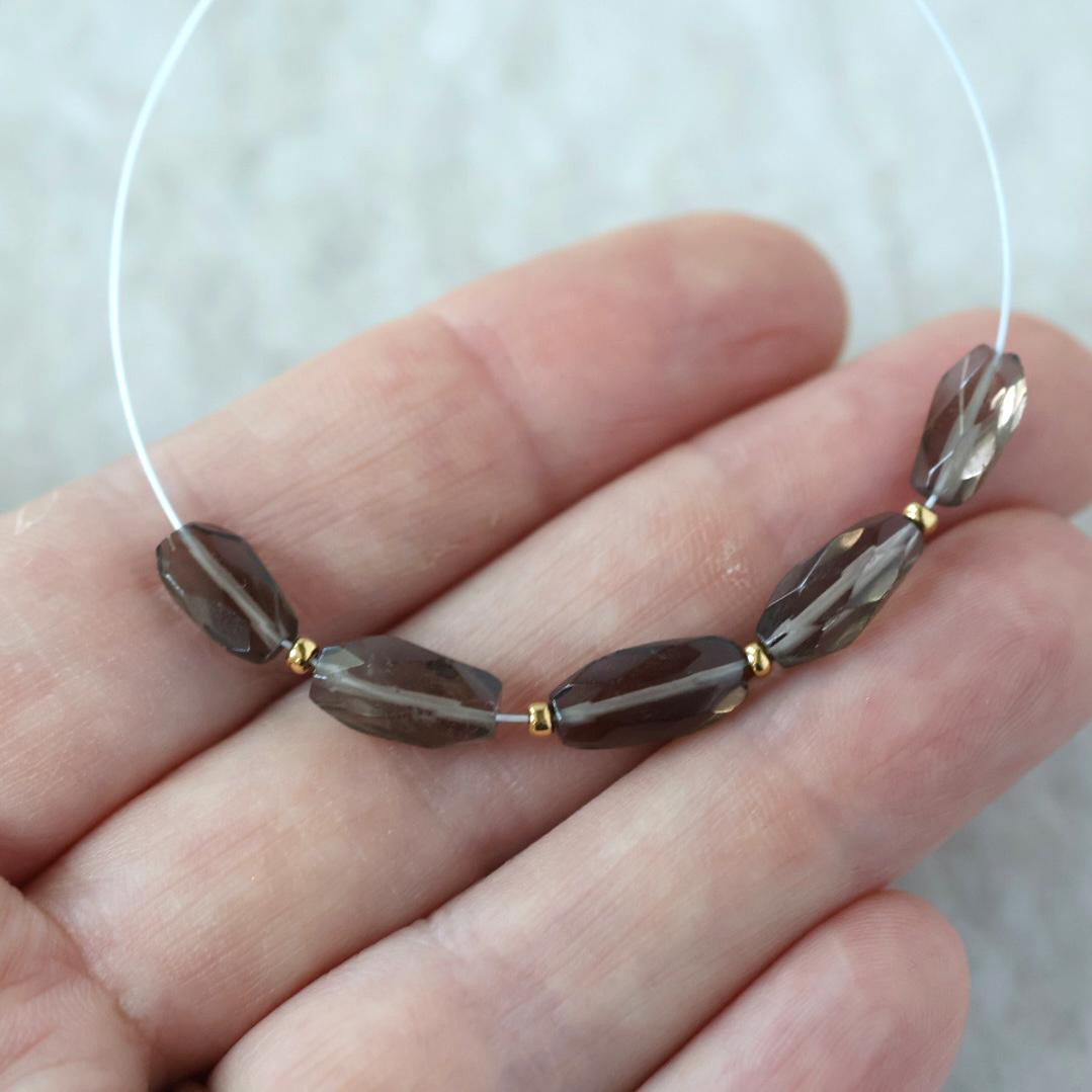 AAA Smoky Quartz Oval Beads Faceted Nuggets 6 PCs 5x7mm Transparent Brown Gemstone Beads Beading Crafter Gift