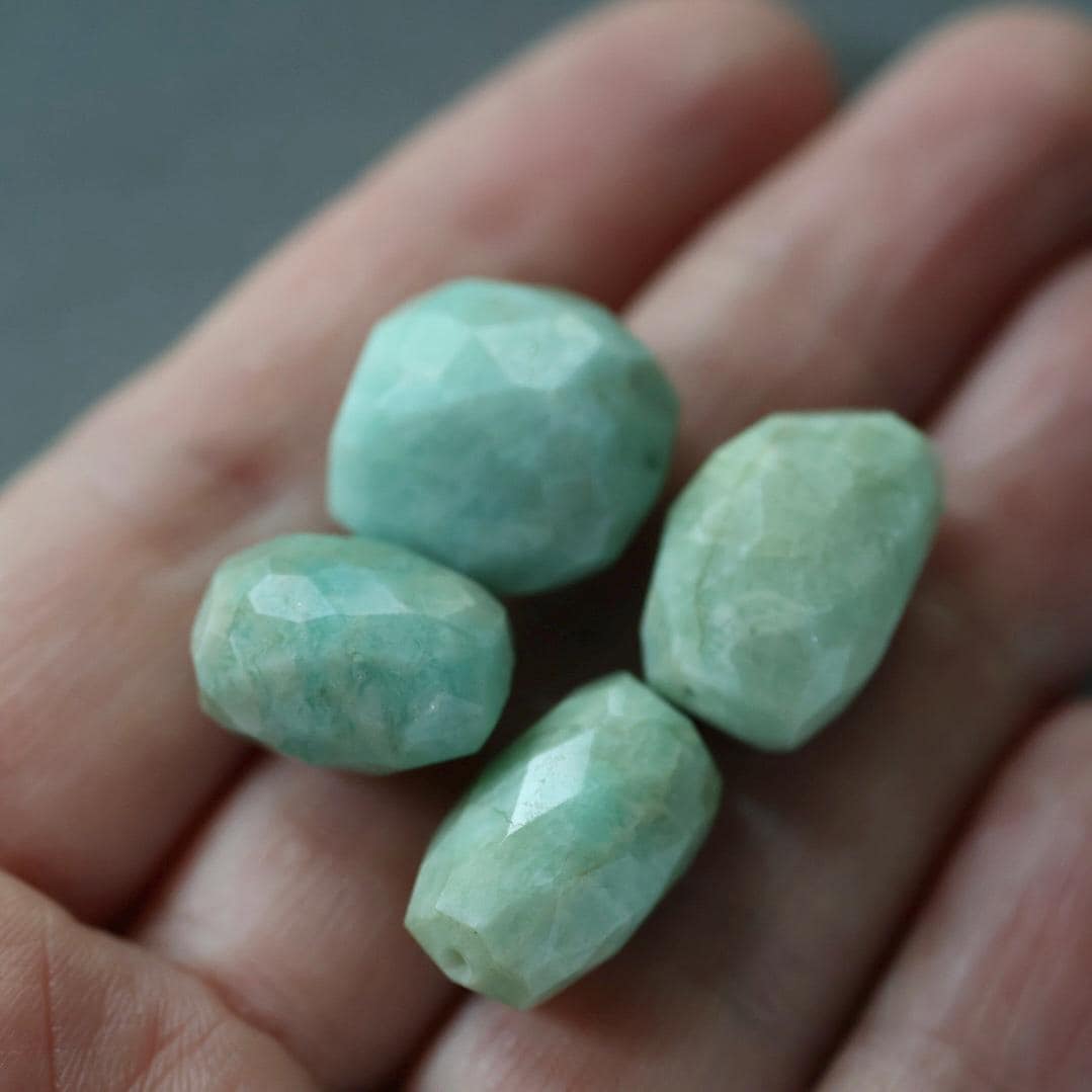 Amazonite Beads - Faceted Nugget Natural Gemstone 4 Pcs