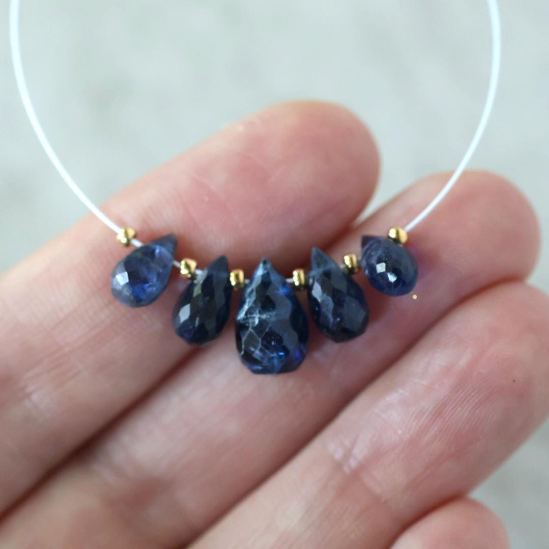 Blue Kyanite Faceted Briolette Beads Teardrops Drops 6-11mm 5 Pcs Natural Gemstone for DIY Jewelry Making
