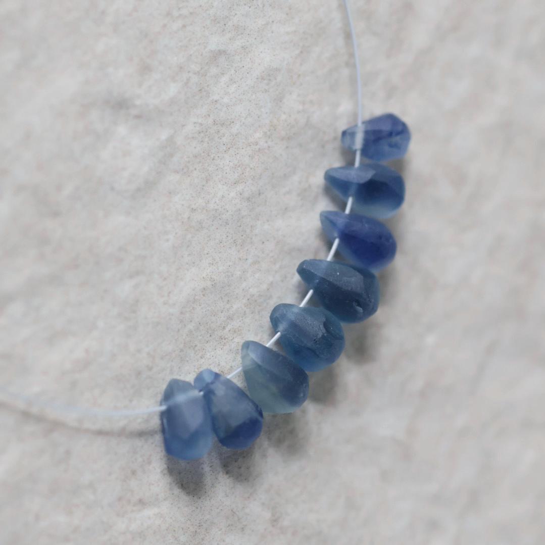 Blue Kyanite Matte Briolette Beads Teardrops Drops 6-7mm 8 Pcs Genuine Gemstone Beads DIY Jewelry Making Beading Craft Supplies Earrings