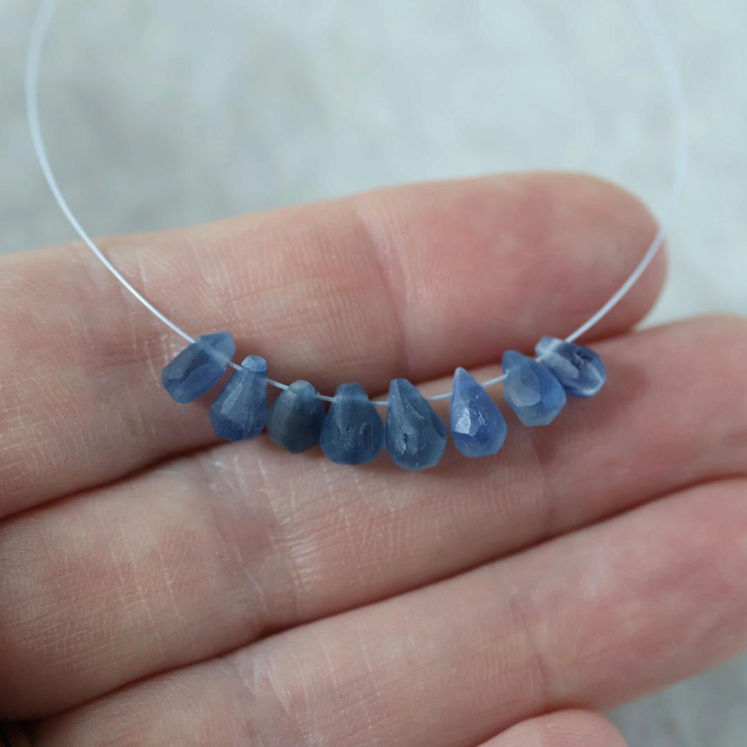 Blue Kyanite Matte Briolette Beads Teardrops Drops 6-7mm 8 Pcs Genuine Gemstone Beads DIY Jewelry Making Beading Craft Supplies Earrings