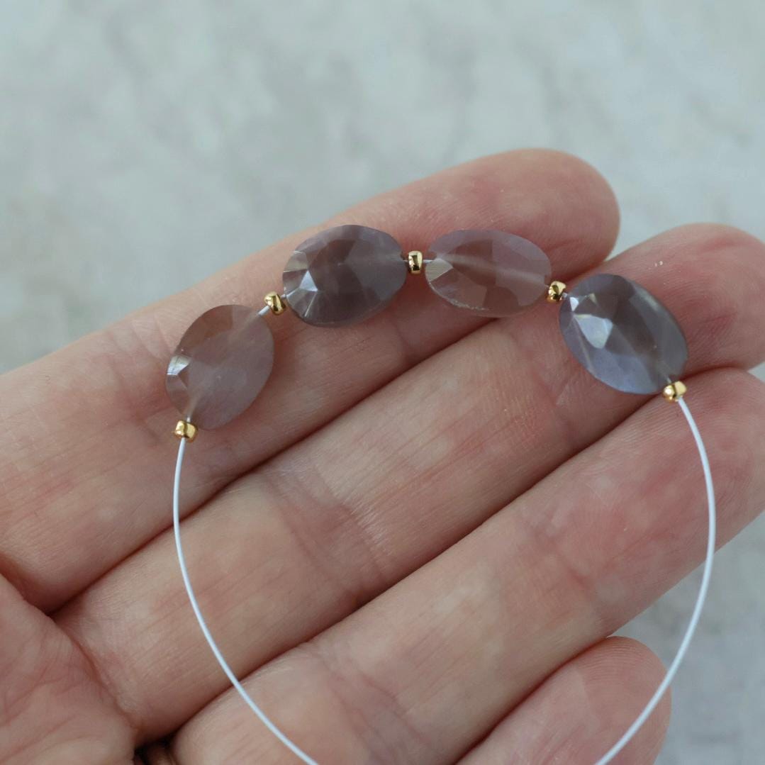 Chocolate Moonstone Oval Faceted Beads 4 Pcs 8x11mm Gemstone Beads for Silk Knotting Jewelry Making DIY Necklace Earrings June Birthstome