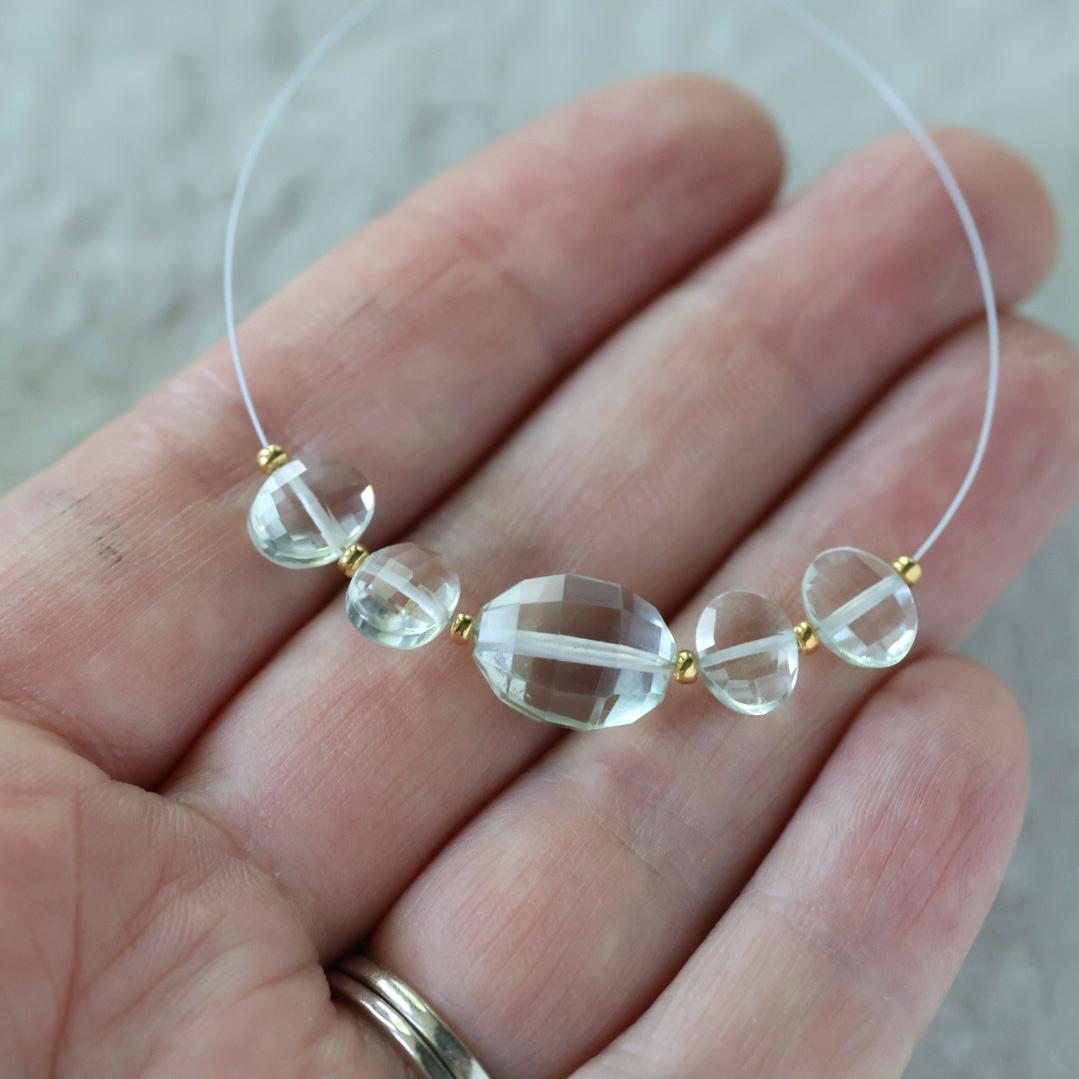 Green Amethyst Oval Beads Checker Faceted Beads Prasiolite Transparent Sparkly Gemstone Beads for Jewelry Making February Birthstone