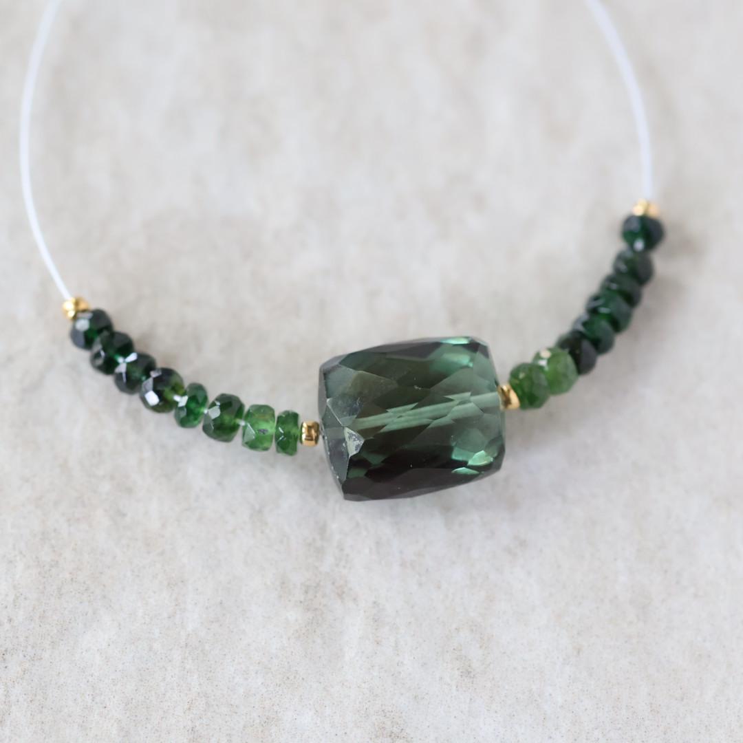 Green Tourmaline Beads 13mm Nugget 3.5mm Faceted Rondelle Natural Gemstone for DIY Jewelry Making