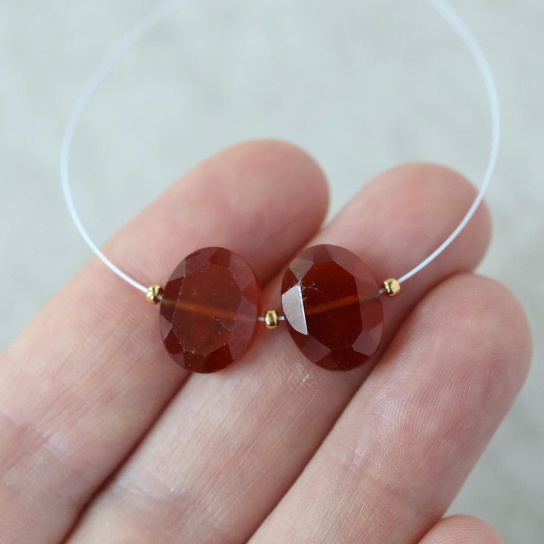 Hessonite Garnet Oval Beads Faceted 10x13mm 2 Pcs Natural Gemstone DIY Jewelry Making Earrings Necklace January Birthstone