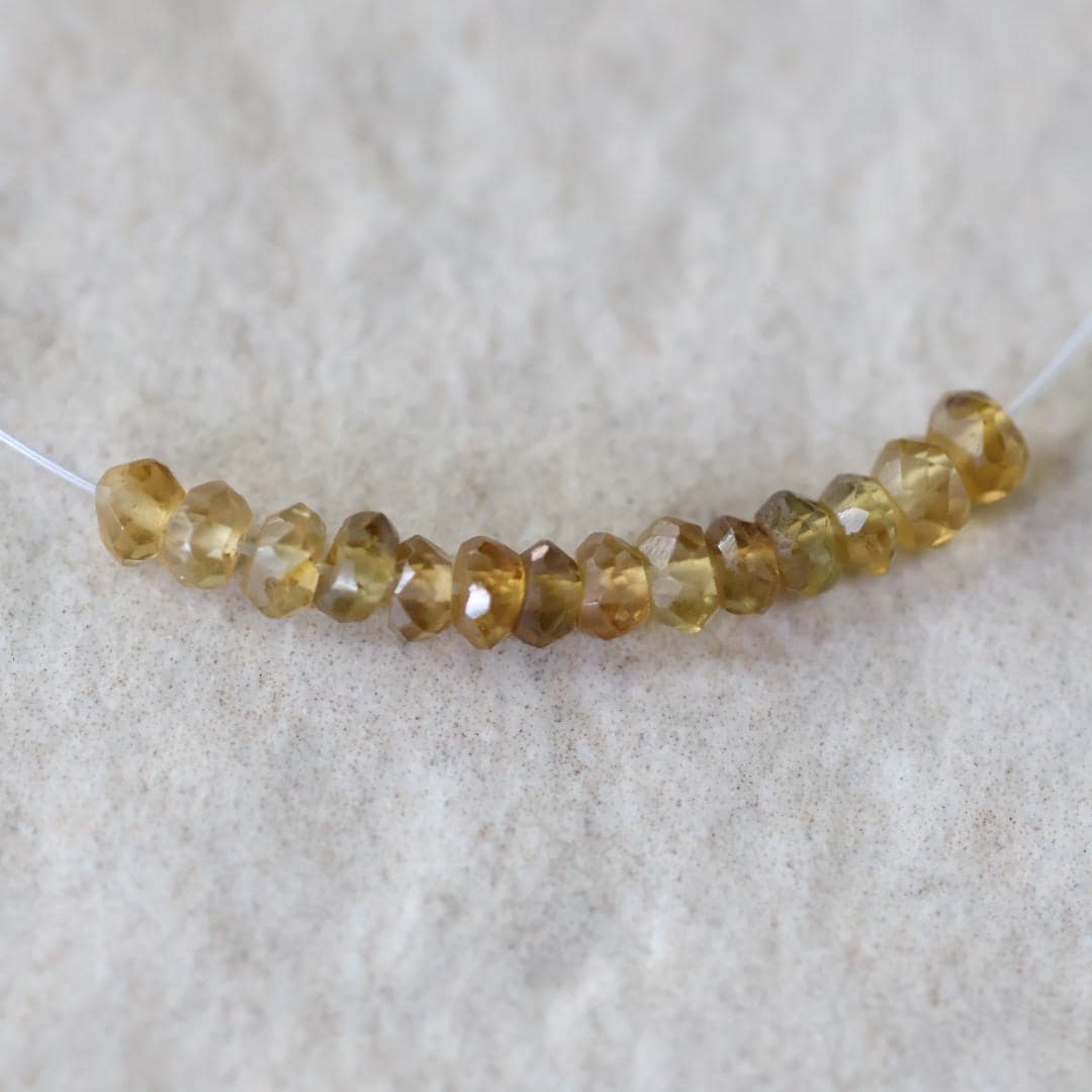 3mm Yellow Tourmaline Beads - Faceted Rondelle Micro Gemstone 16 Pcs