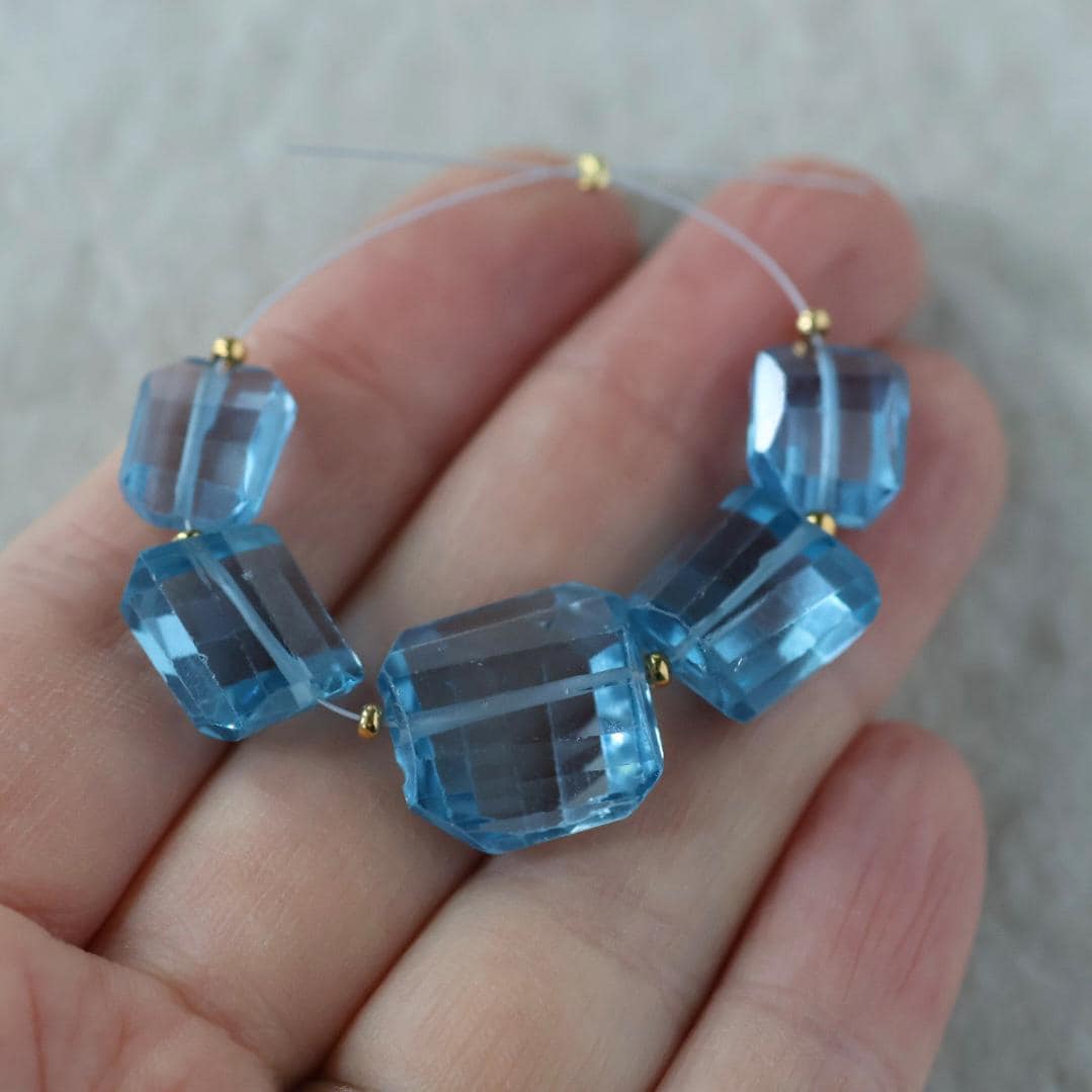 Large Swiss Blue Topaz Beads Nuggets Faceted Chunks Stones 11-16mm x 9-14mm Gemstone for DIY Jewelry Making