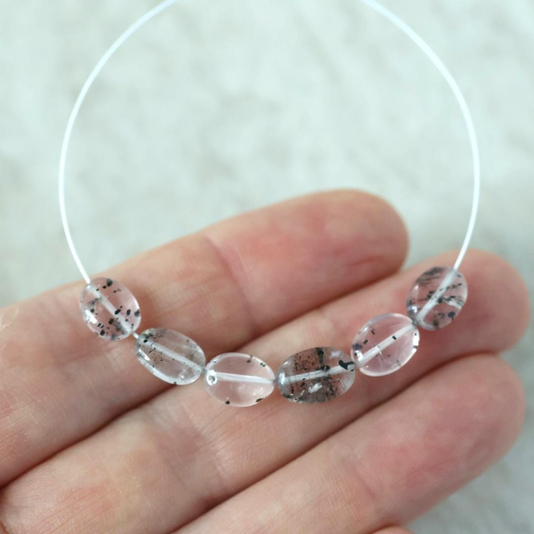 Lepidocrocite in Quartz Oval Beads Smooth 6x8mm 6 Pcs Natural Gemstone DIY Jewelry Making Earrings Necklace January Birthstone