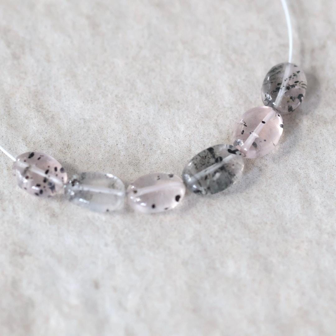 Lepidocrocite in Quartz Oval Beads Smooth 6x8mm 6 Pcs Natural Gemstone DIY Jewelry Making Earrings Necklace January Birthstone