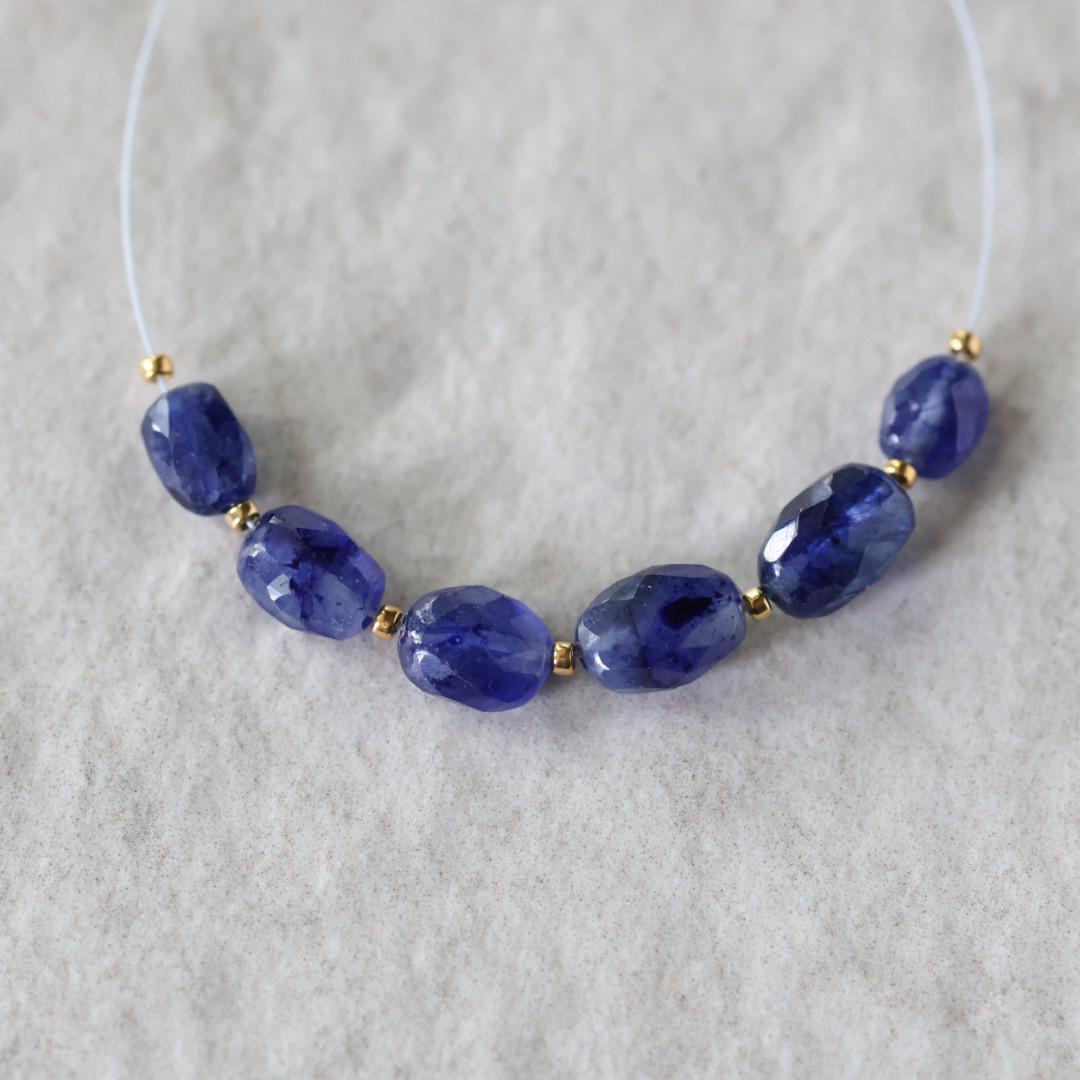 Madagascar Blue Sapphire Beads Oval Faceted 5x7mm Nugget Stone Chunk Gemstone Bead for Jewelry Making Beading Craft Gift Bead