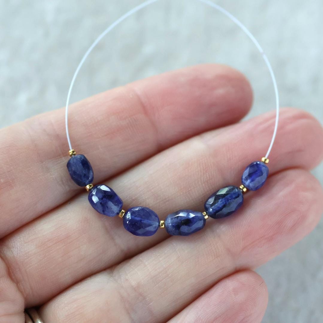 Madagascar Blue Sapphire Beads Oval Faceted 5x7mm Nugget Stone Chunk Gemstone Bead for Jewelry Making Beading Craft Gift Bead