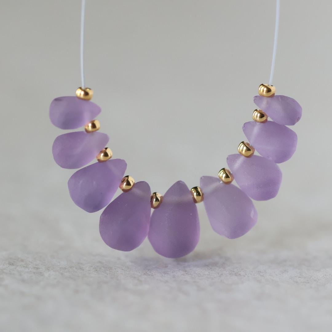 Matte Amethyst Briolette Beads – Smooth Teardrop Natural Gemstone