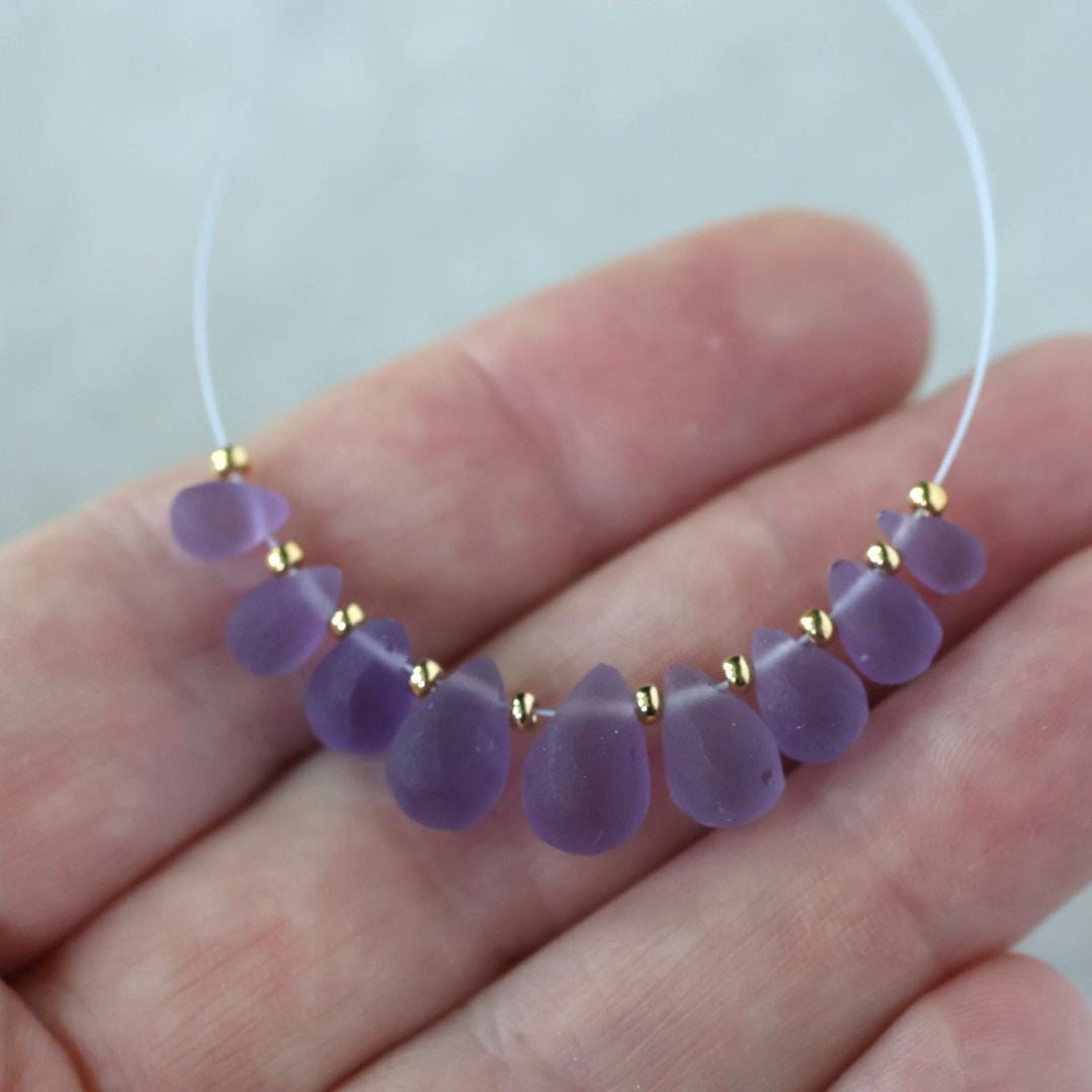 Matte Amethyst Briolette Beads – Smooth Teardrop Natural Gemstone