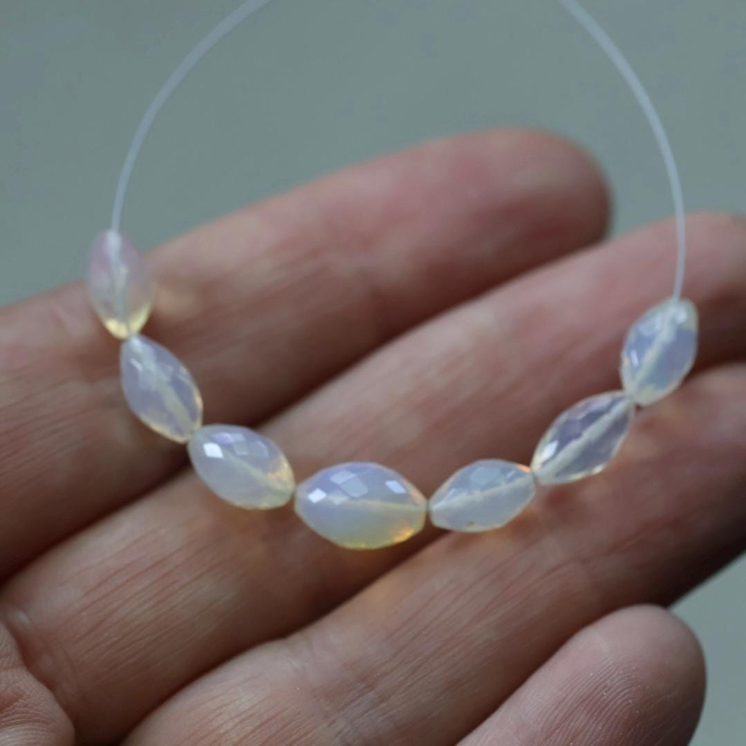 Milky Ethiopian Opal Barrel Beads Faceted Natural Disco Welo Opal Genuine Bead Oval For DIY Jewelry Making Earrings Gift October Birthstone