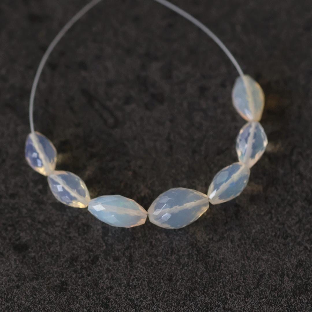 Milky Ethiopian Opal Barrel Beads Faceted Natural Disco Welo Opal Genuine Bead Oval For DIY Jewelry Making Earrings Gift October Birthstone