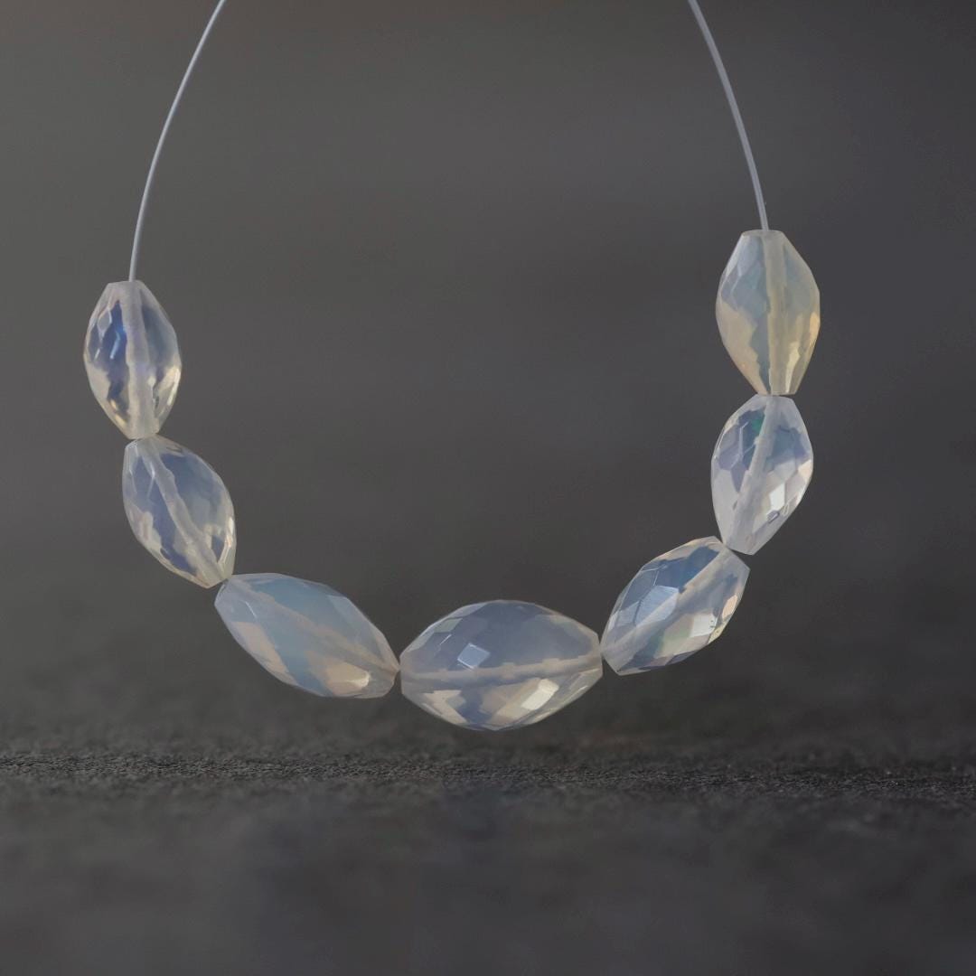 Milky Ethiopian Opal Barrel Beads Faceted Natural Disco Welo Opal Genuine Bead Oval For DIY Jewelry Making Earrings Gift October Birthstone