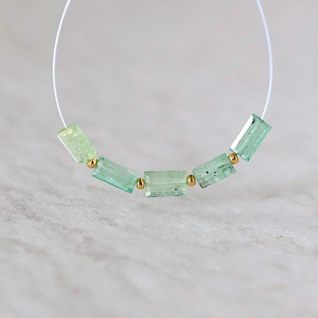 Mint Green Kyanite Beads Faceted Baguette Rectangle 2 PCs Natural Gemstone for DIY Jewelry Making Earring Supplies