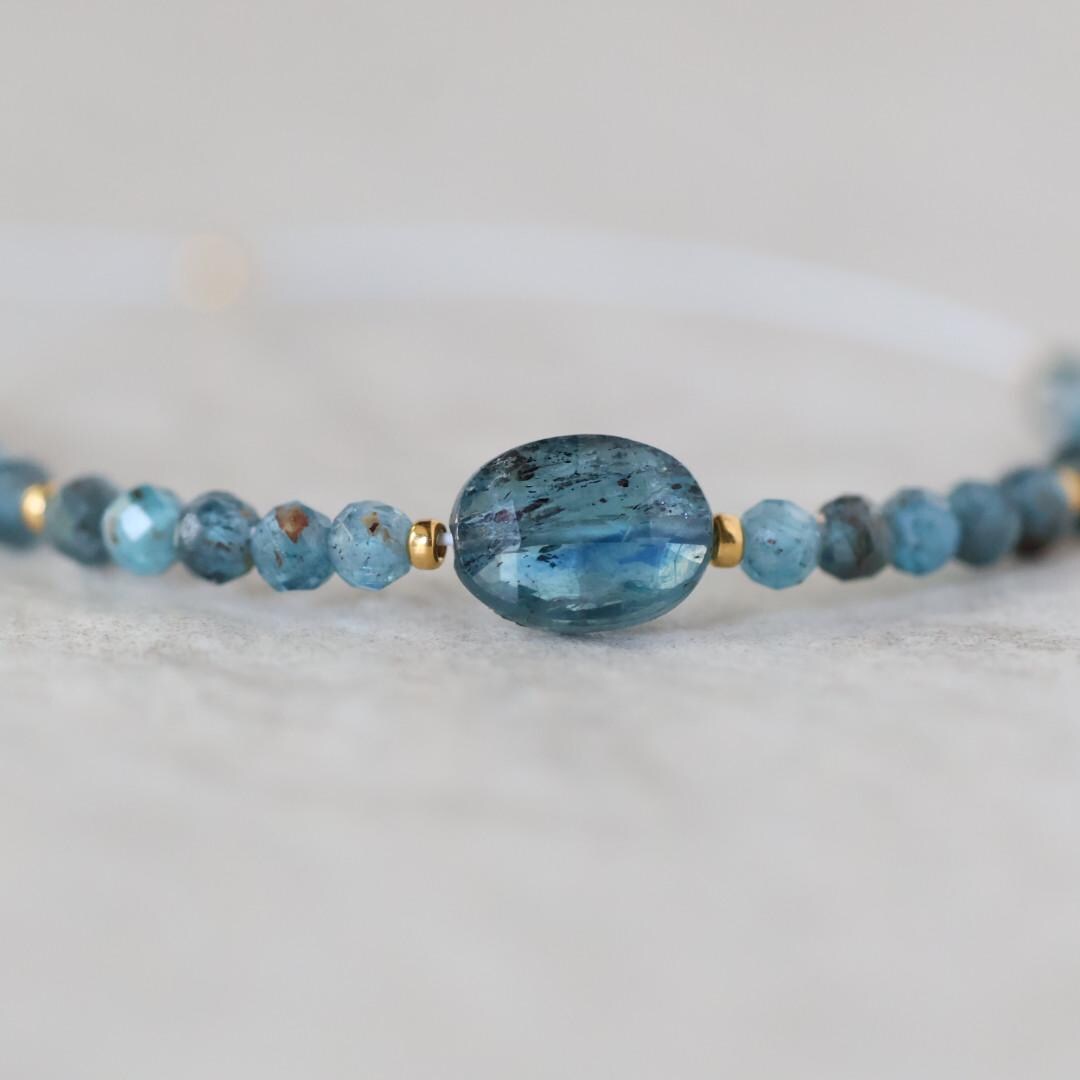 Moss Teal Kyanite Oval Bead Faceted Round Natural Gemstone for DIY Jewelry Making