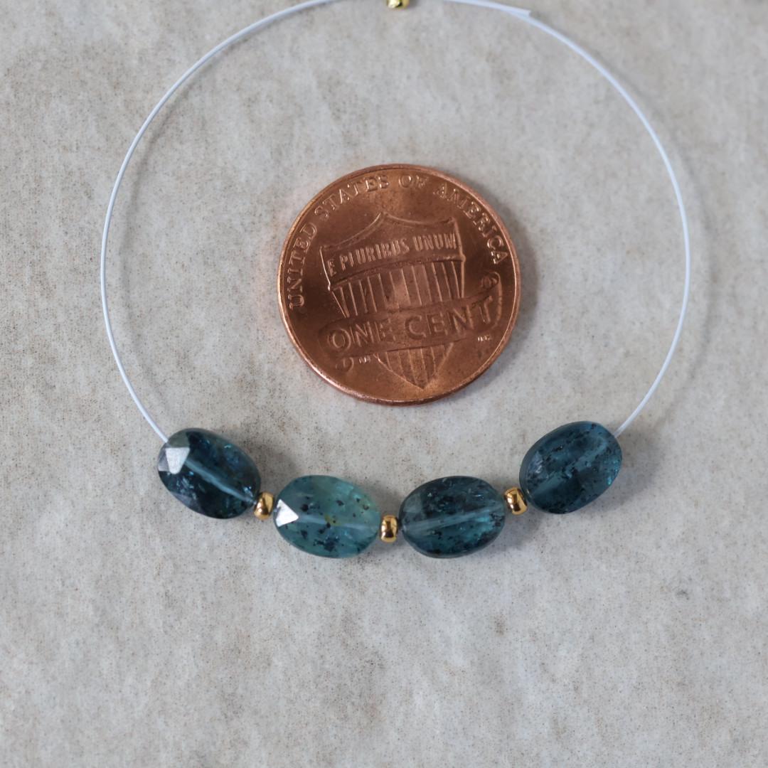 Moss Teal Kyanite Oval Beads Faceted 4 PCs Natural Gemstone for DIY Jewelry Making