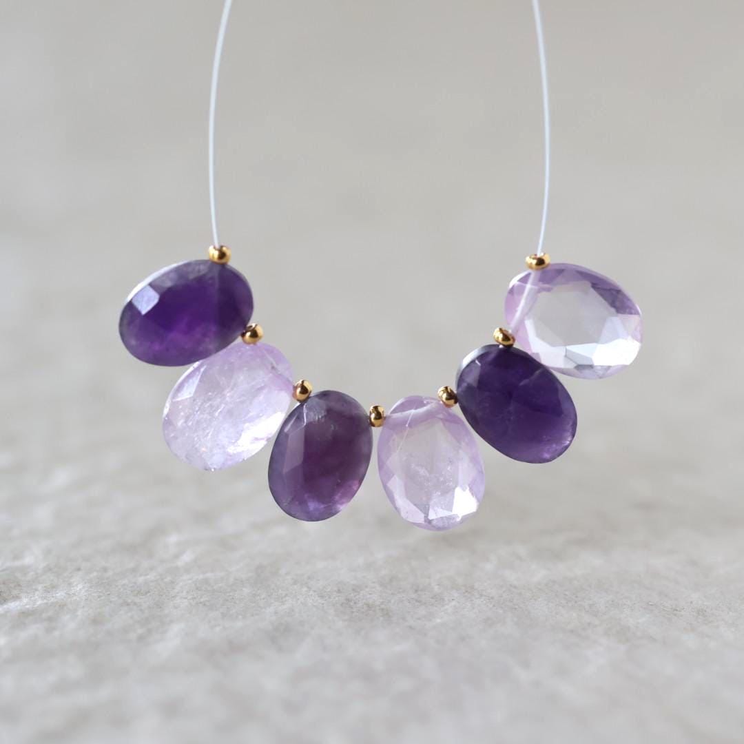 12mm Amethyst Oval Briolette Beads – Faceted Oval Natural Gemstone