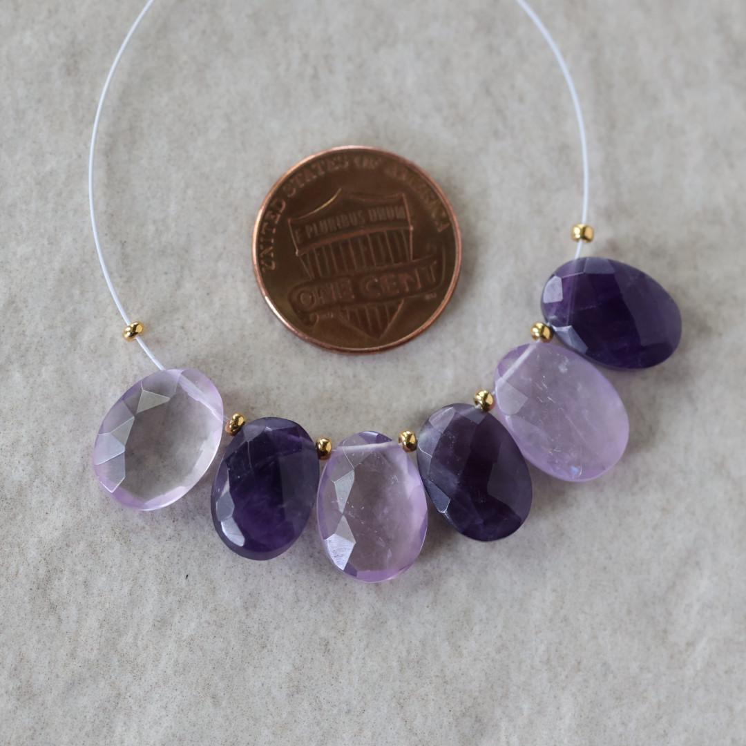 12mm Amethyst Oval Briolette Beads – Faceted Oval Natural Gemstone