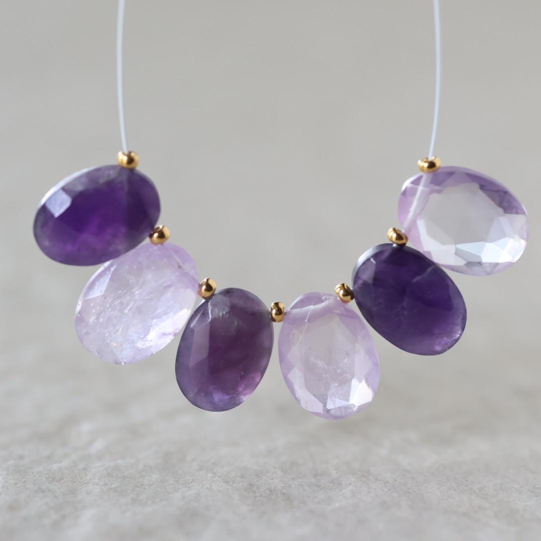 12mm Amethyst Oval Briolette Beads – Faceted Oval Natural Gemstone