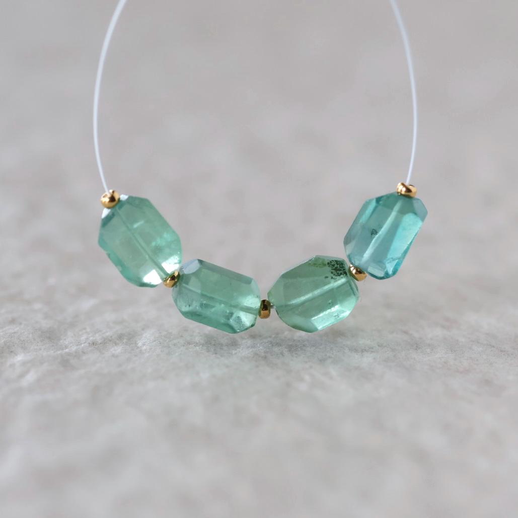 Natural Green Fluorite Nugget Bead Faceted Chunks 4 Pcs Gemstone Beads DIY Jewelry Making
