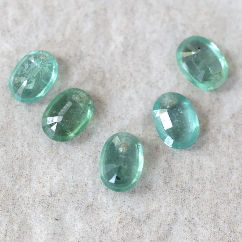 Natural Green Kyanite Oval Beads Faceted Briolette Top Center Drilled Genuine Gemstone for DIY Jewelry Making Earrings Supplies