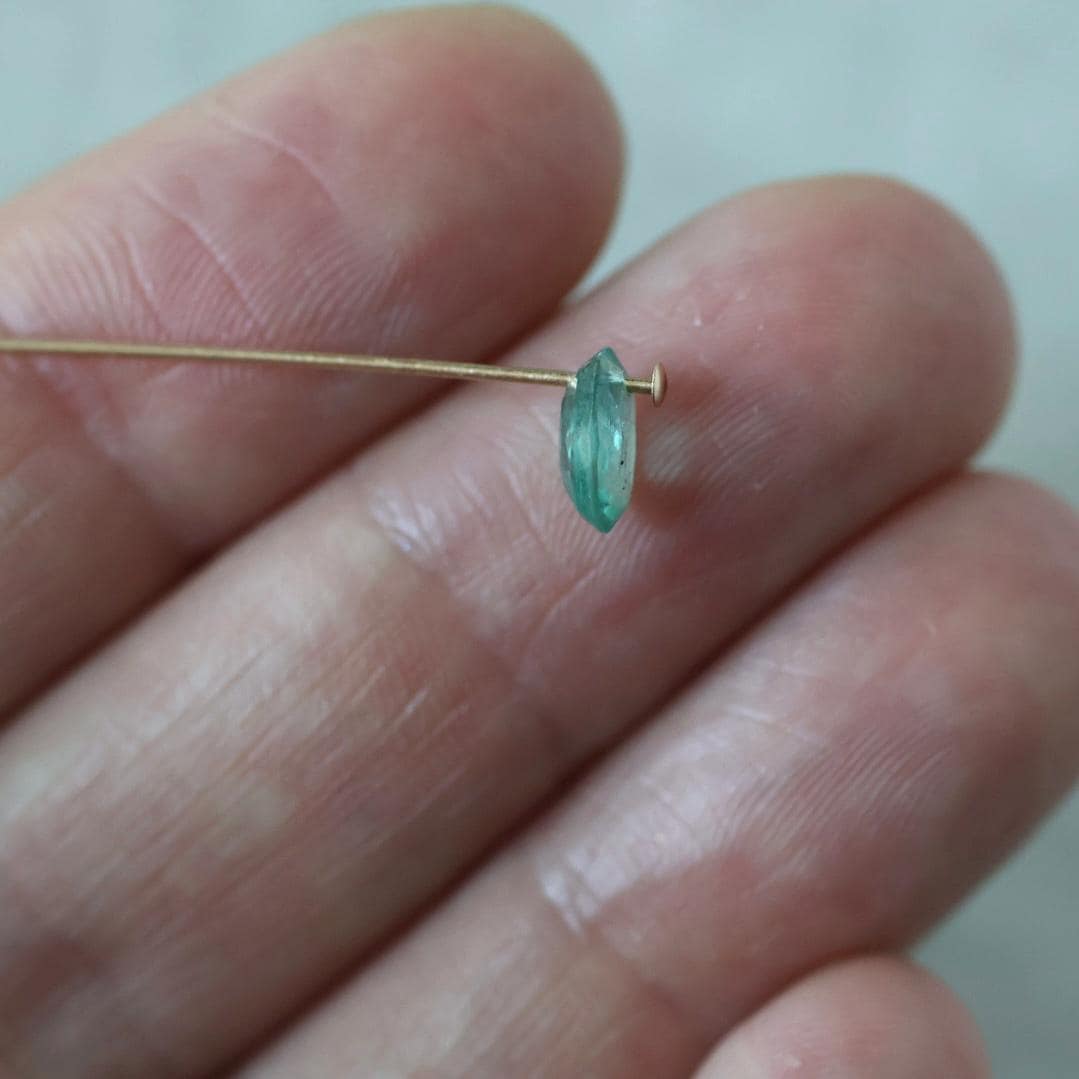 Natural Green Kyanite Oval Beads Faceted Briolette Top Center Drilled Genuine Gemstone for DIY Jewelry Making Earrings Supplies