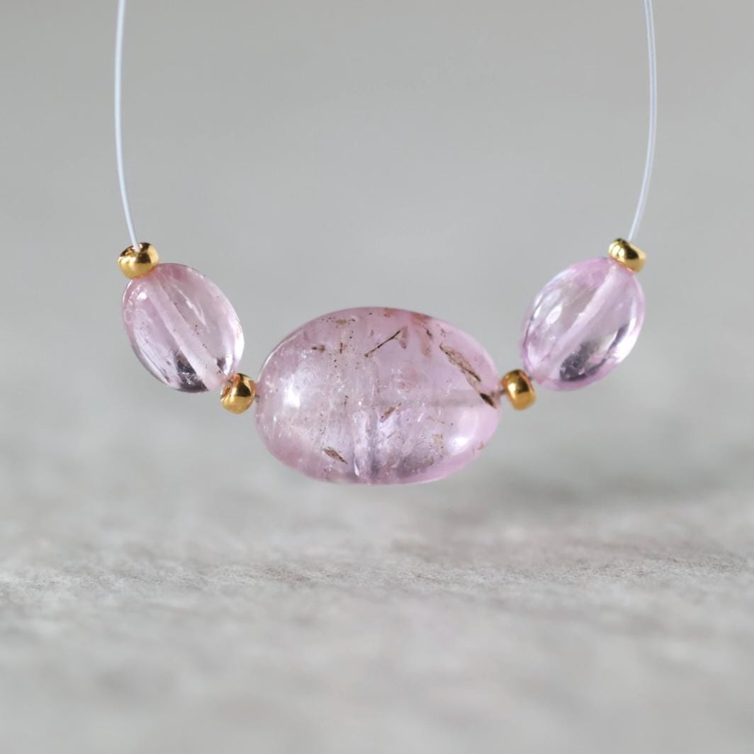 Natural Imperial Pink Topaz Oval Beads Smooth 3 Pcs Natural Gemstone Bead for DIY Jewelry Making