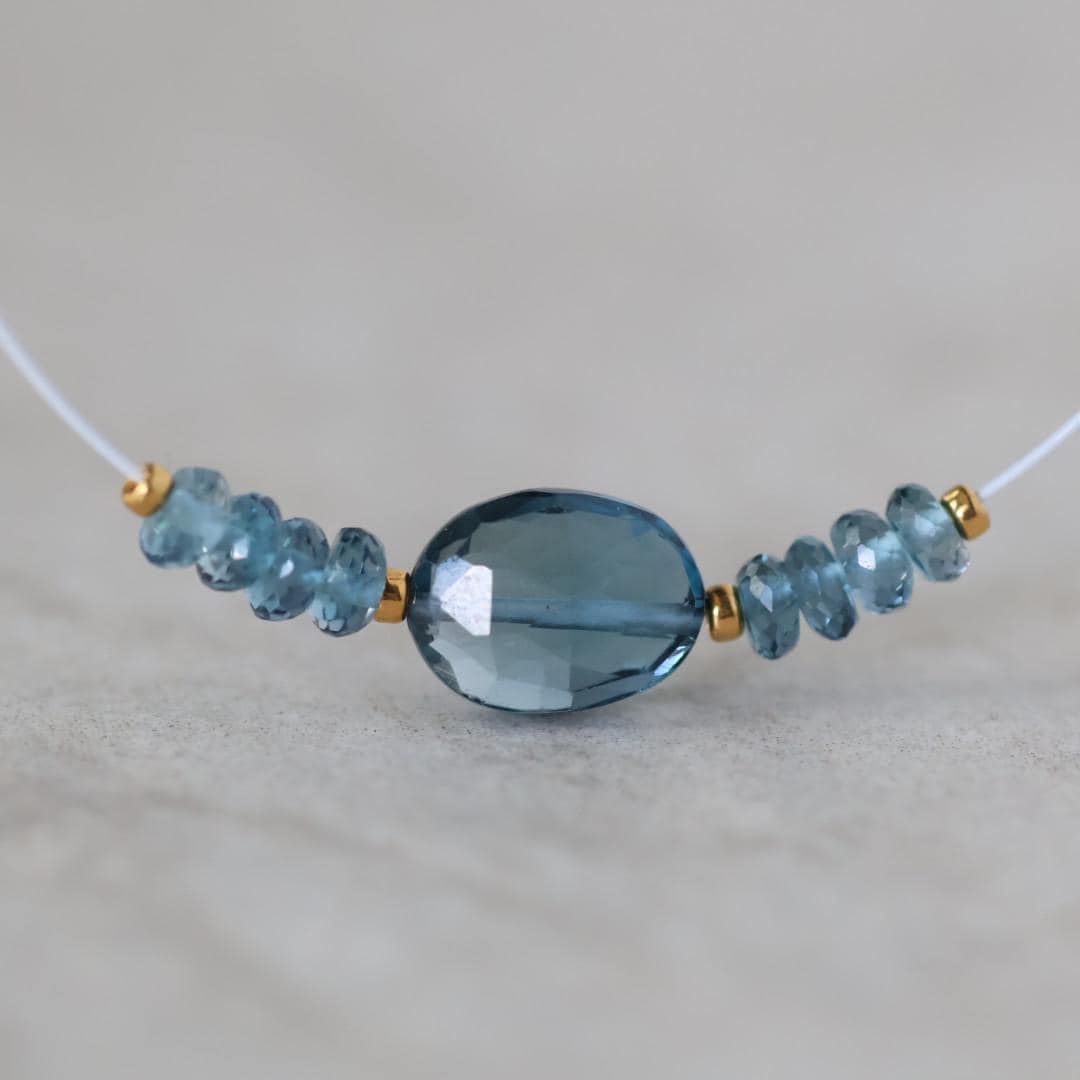 Natural London Blue Topaz Oval Bead Faceted Rondelle Natural Gemstone for DIY Jewelry Making Supplies Necklace