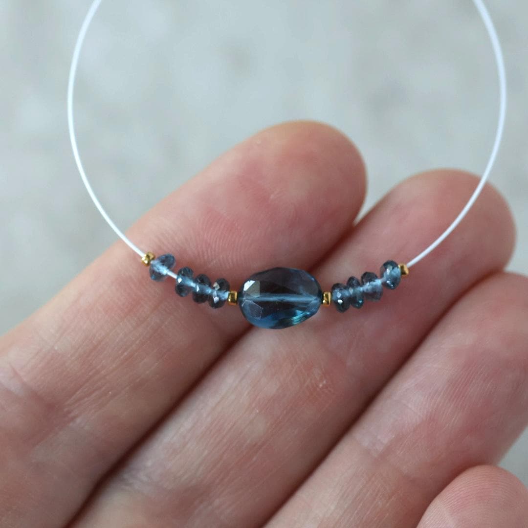 Natural London Blue Topaz Oval Bead Faceted Rondelle Natural Gemstone for DIY Jewelry Making Supplies Necklace