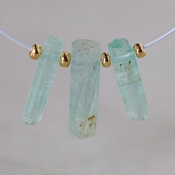 Natural Nigerian Emerald Stick Beads Tube Briolettes 12-13mm Raw Emerald Gemstone for DIY Jewelry Making Earrings Pendant Supplies