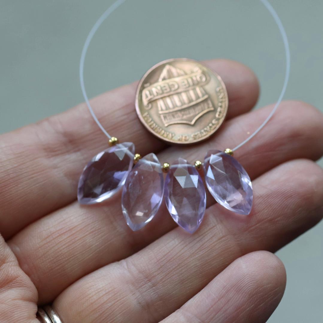 16mm Pink Amethyst Marquise Beads – Faceted Briolette Natural Gemstone