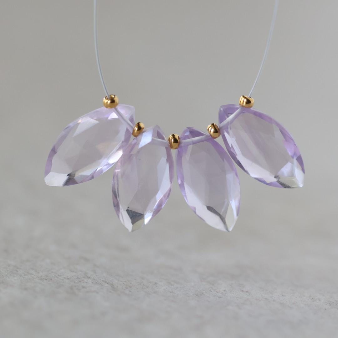 16mm Pink Amethyst Marquise Beads – Faceted Briolette Natural Gemstone