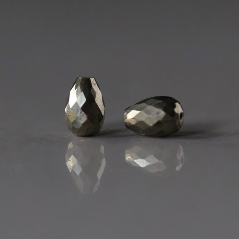 Natural Pyrite Faceted Teardrop Bead 5x7mm, 1 Pc