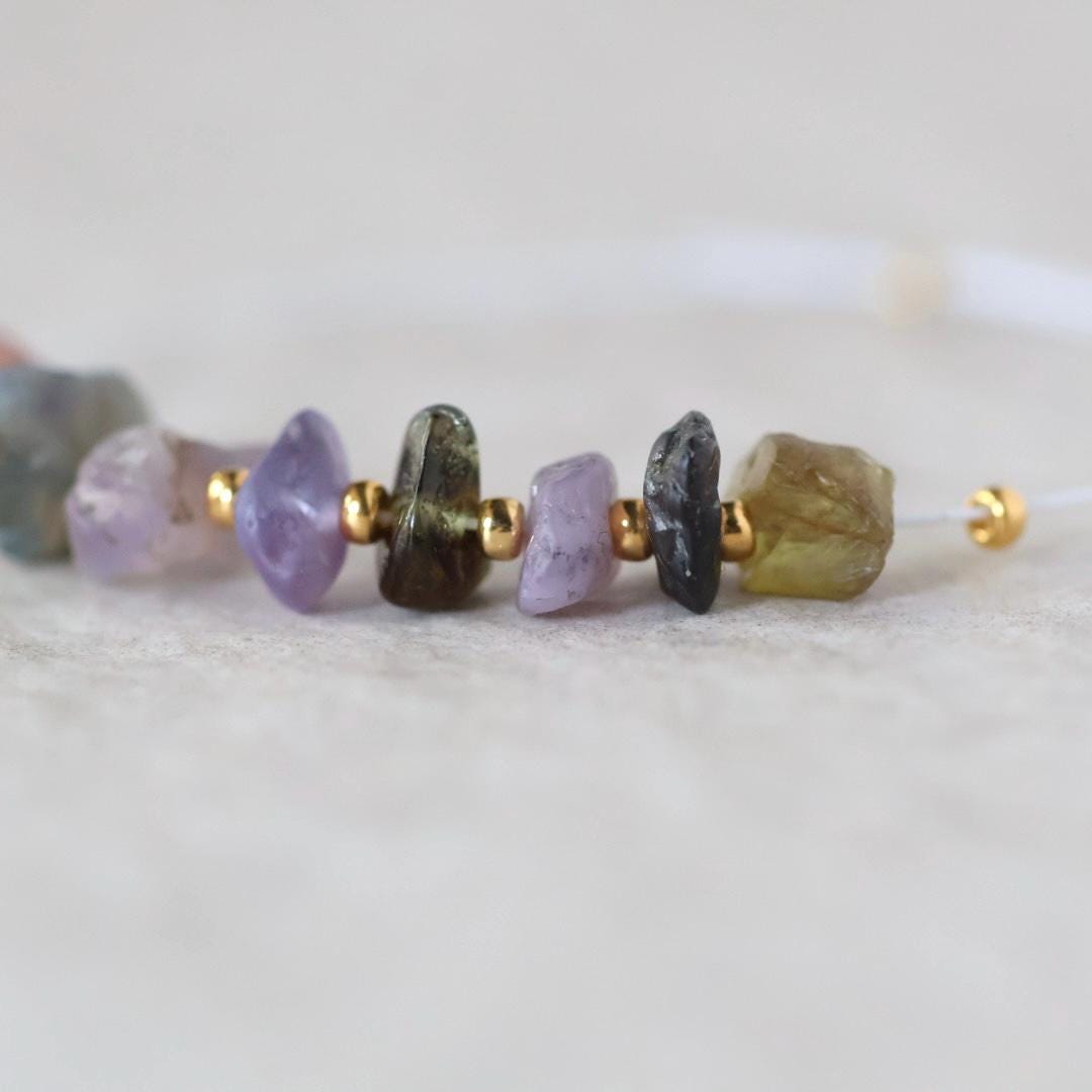 Natural Raw Multi Sapphire Nugget Beads Rough Colorful Sapphire Chunks Gemstone for DIY Jewelry Making