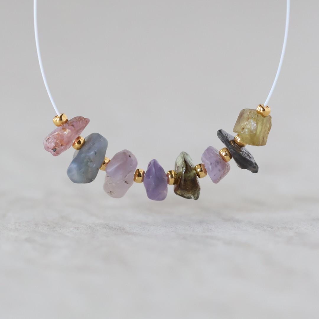 Natural Raw Multi Sapphire Nugget Beads Rough Colorful Sapphire Chunks Gemstone for DIY Jewelry Making