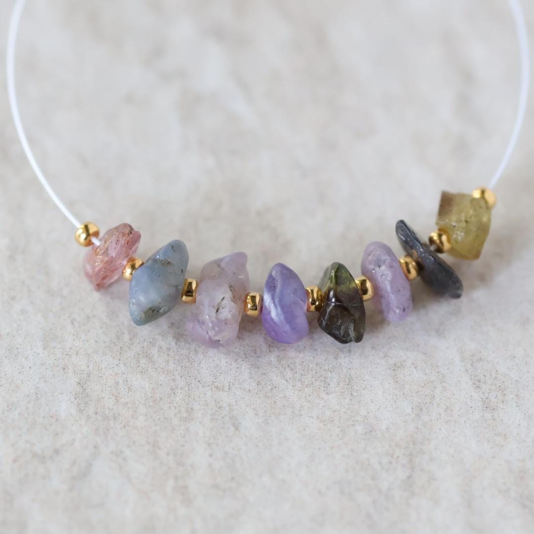 Natural Raw Multi Sapphire Nugget Beads Rough Colorful Sapphire Chunks Gemstone for DIY Jewelry Making