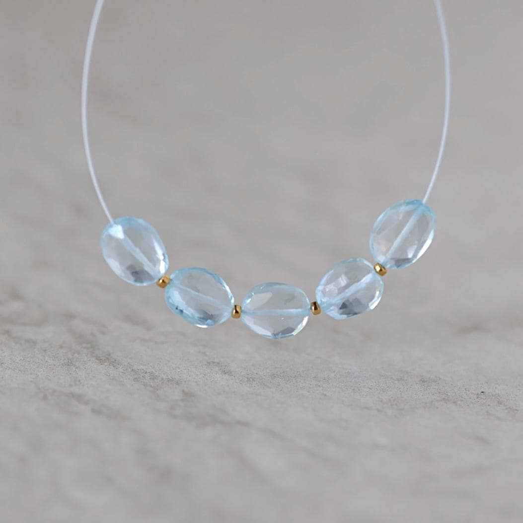 Natural Sky Blue Topaz Oval Beads Faceted 6x9mm 5 Pcs Genuine Gemstone for DIY Jewelry Making