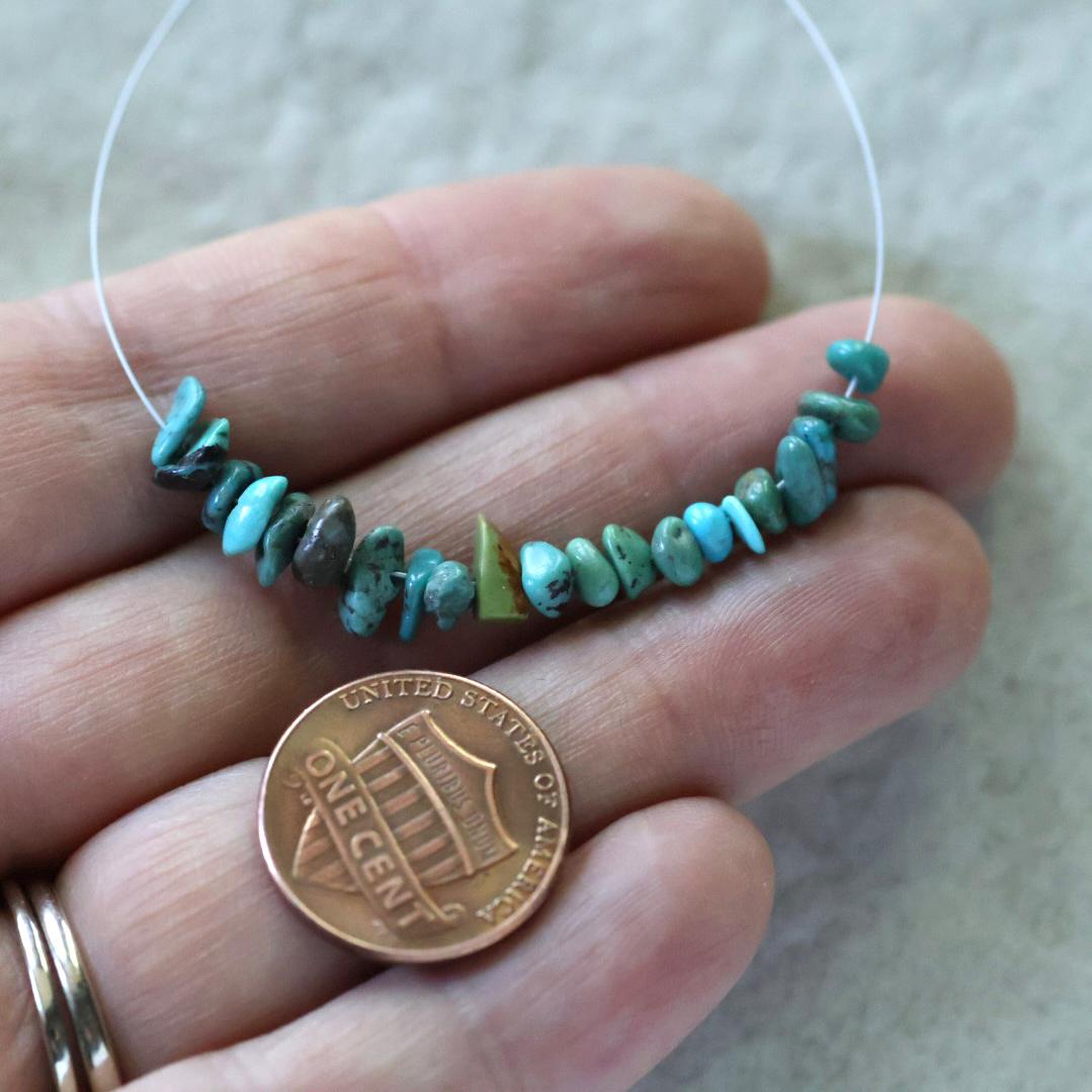 Natural Turquoise Chip Beads Nuggets Smooth 4-7mm 2” strand Vintage Turquoise Gemstone Beads DIY Jewelry Making December Birthstone