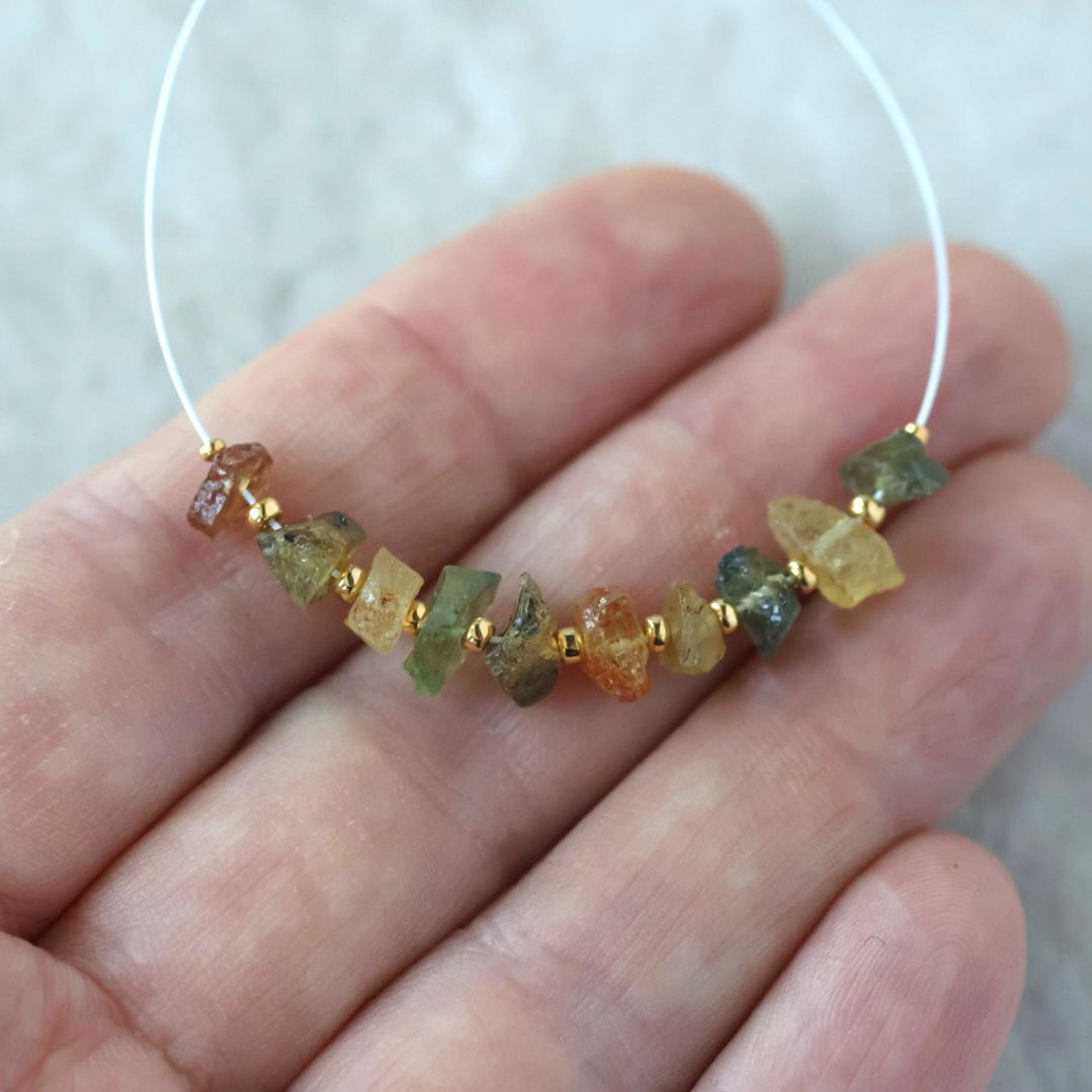 Natural Yellow Green Sapphire Beads Nuggets Raw Sapphire Chunks Gemstone for DIY Jewelry Making