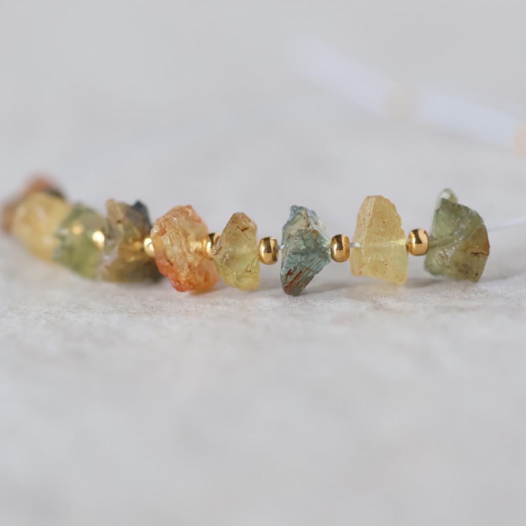 Natural Yellow Green Sapphire Beads Nuggets Raw Sapphire Chunks Gemstone for DIY Jewelry Making